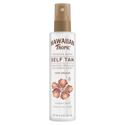 Hawaiian Tropic bottle front packaging showing Deep Bronze benefit