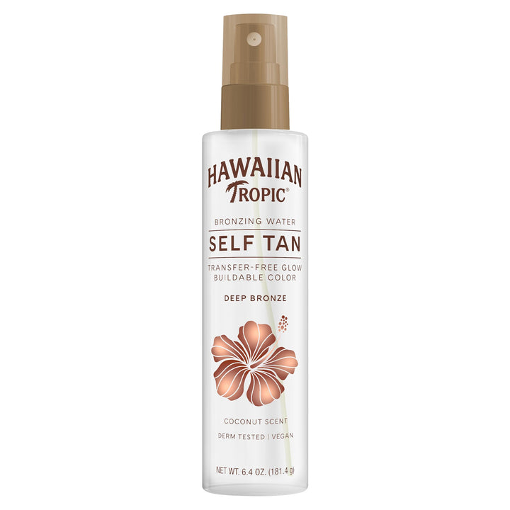 Hawaiian Tropic bottle front packaging showing Deep Bronze benefit