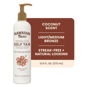 Hawaiian Tropic lotion texture close-up demonstrating smooth application benefit