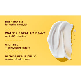Hawaiian Tropic sunscreen applied on arm demonstrating non-greasy feel benefit