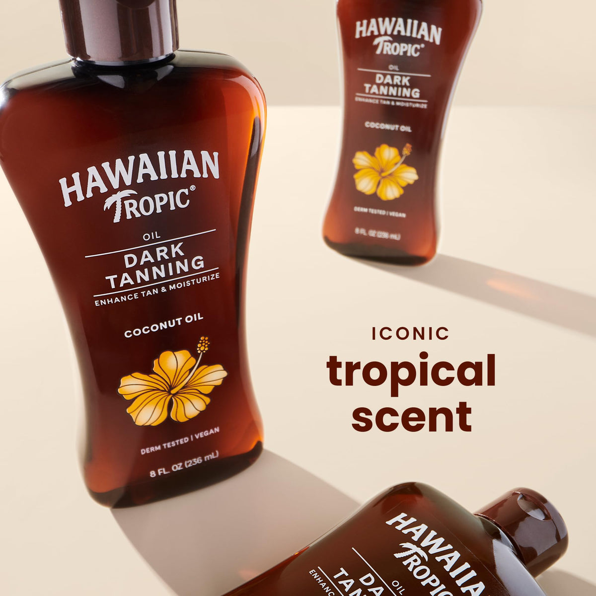 Hawaiian Tropic ingredients close-up highlighting coconut oil and cocoa butter moisturizing benefits