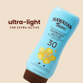 Hawaiian Tropic close-up of lotion texture showing fast absorption benefit