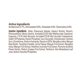 Hawaiian Tropic ingredients label view showing oxybenzone-free formula reassurance