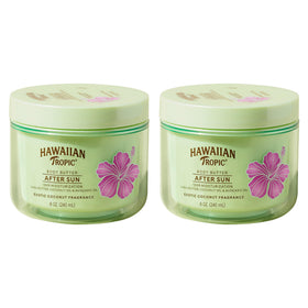 Hawaiian Tropic front packaging showing twin pack and benefits