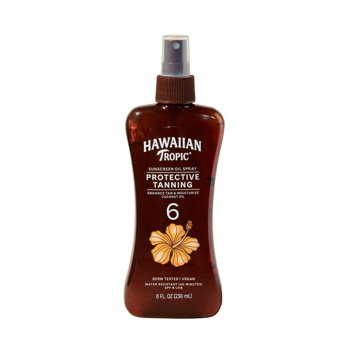 Hawaiian Tropic front packaging showing spray bottle and branding for easy recognition and selection