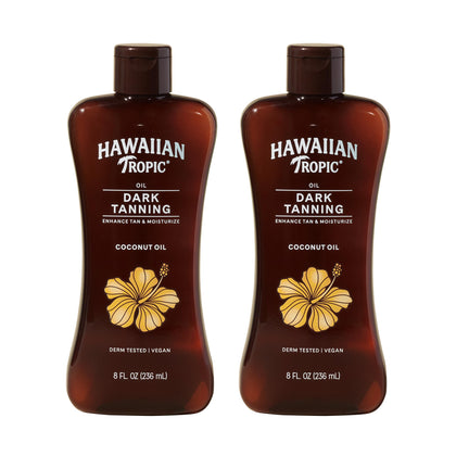 Hawaiian Tropic front packaging twin pack showing bottles and tropical look for convenience