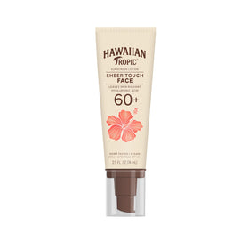 hawaiian tropic front packaging showing SPF 60 and travel size benefit