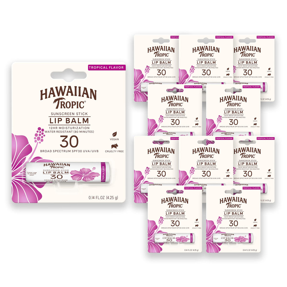 Hawaiian Tropic front tube showing branding and SPF 30 for quick identification and protection