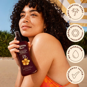 Hawaiian Tropic product label listing coconut oil and aloe ingredients