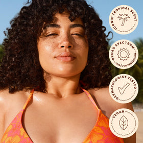 Hawaiian Tropic label and ingredients view showing hyaluronic acid inclusion