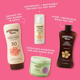 Hawaiian Tropic label and ingredient panel highlighting mineral SPF and oxybenzone-free formula