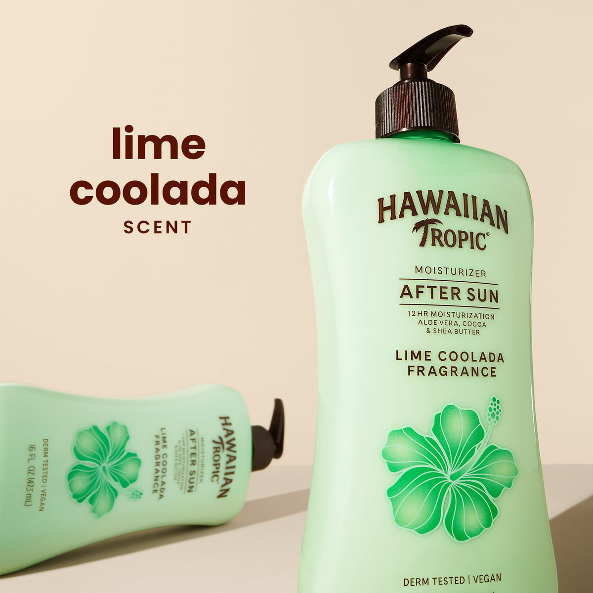 Hawaiian Tropic open cap and creamy lotion texture for quick absorption
