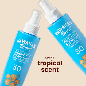Hawaiian Tropic spray nozzle detail illustrating easy even application