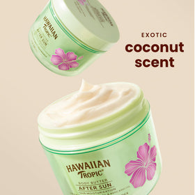 Hawaiian Tropic open jar close-up showing creamy coconut texture
