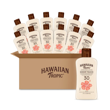 Hawaiian Tropic front packaging showing SPF 30 and travel-size convenience