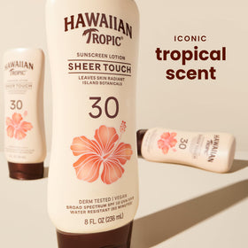 Hawaiian Tropic pump and cap detail for easy dispensing benefit