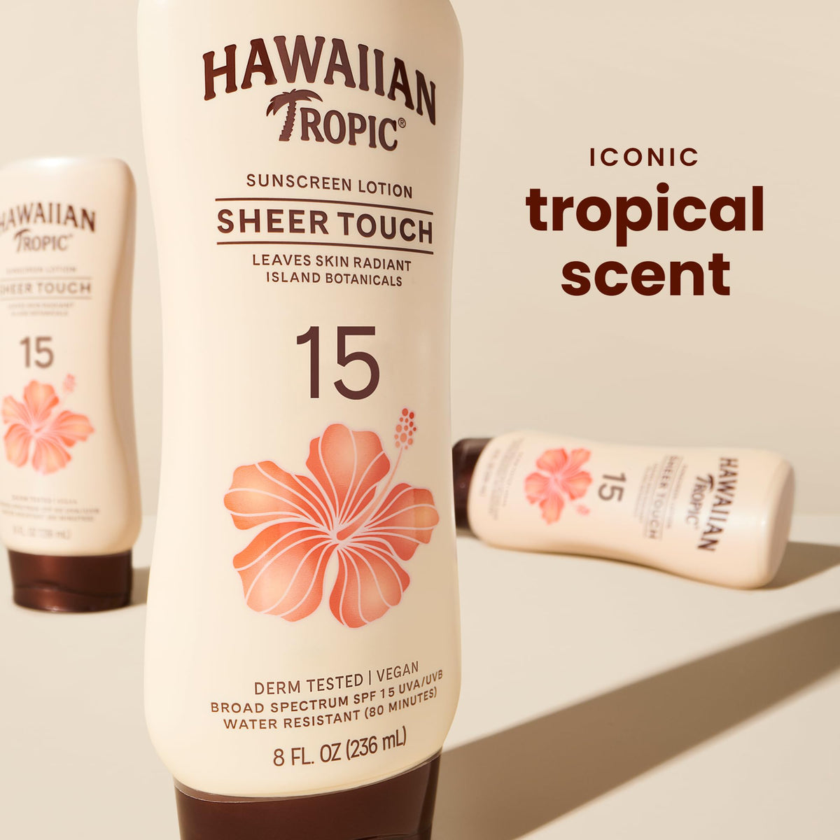 Hawaiian Tropic texture close-up highlighting lightweight, non-greasy feel