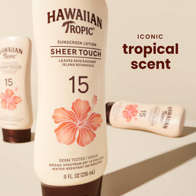 Hawaiian Tropic texture close-up highlighting lightweight, non-greasy feel