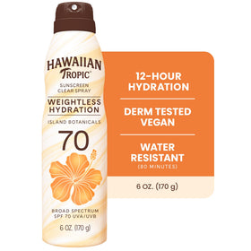 Hawaiian Tropic twist-lock nozzle close-up for secure travel