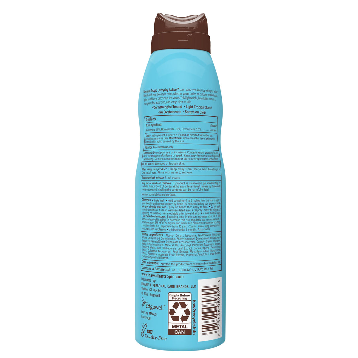 Hawaiian Tropic spray beside towel and sunglasses suggesting ready-for-beach convenience