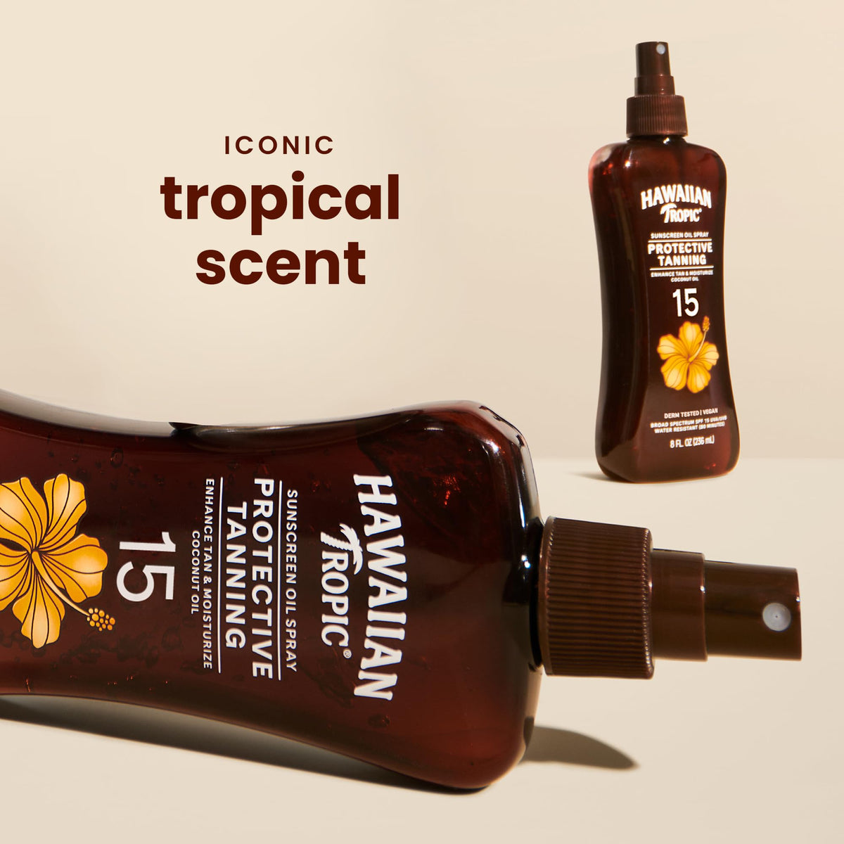 Hawaiian Tropic dry oil-gel texture close-up for quick absorption benefit