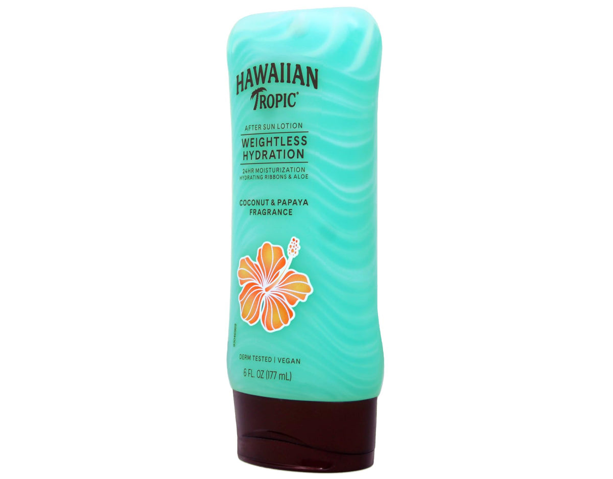 Hawaiian Tropic texture spread on skin demonstrating weightless absorption