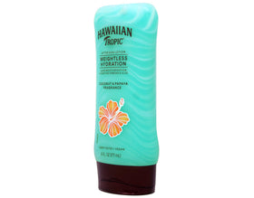 Hawaiian Tropic texture spread on skin demonstrating weightless absorption