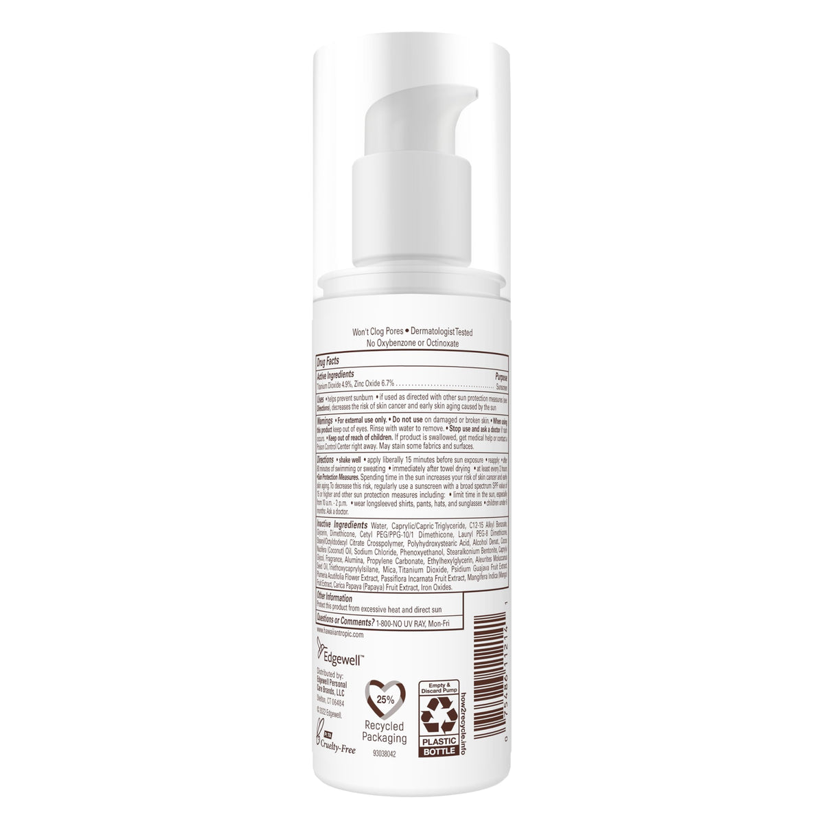 Hawaiian Tropic bottle near water splash to depict water-resistant protection