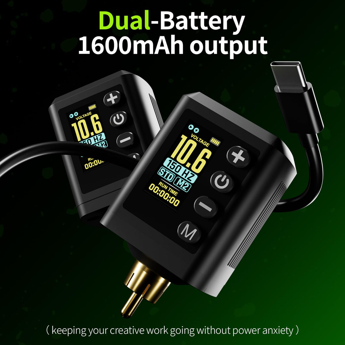 HAWINK dual 1600mAh batteries side-by-side for long runtime and swaps