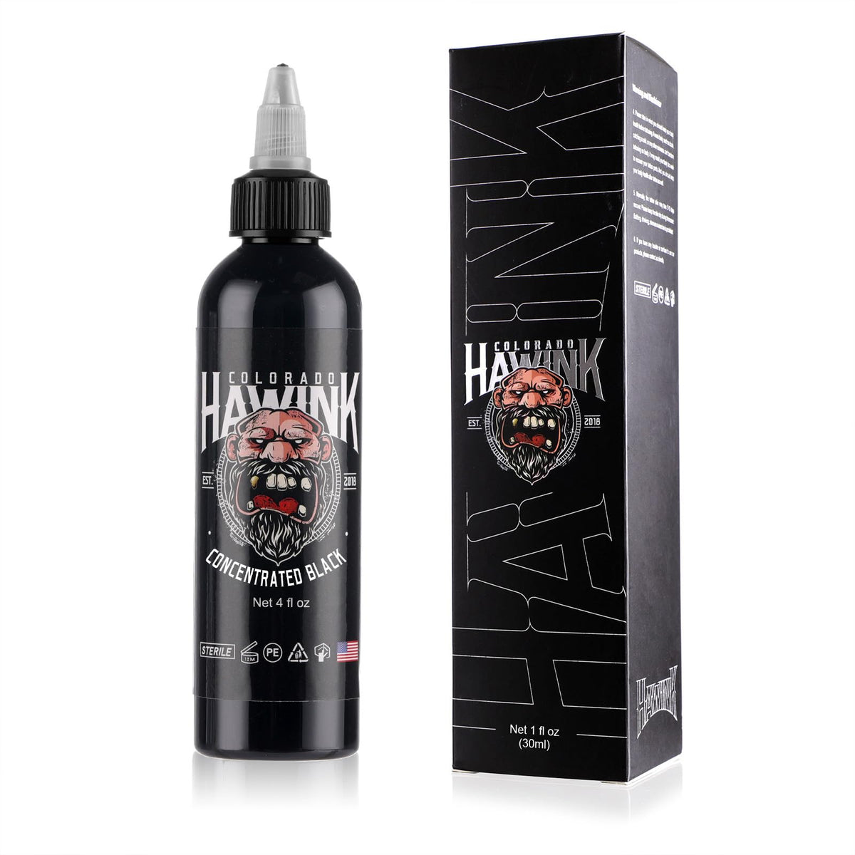 HAWINK front packaging showing 4oz bottle and clear label, reliable studio supply
