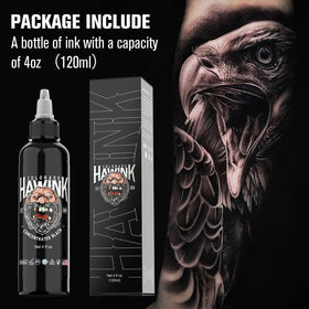 HAWINK black ink pouring from bottle demonstrating smooth flow for consistent coverage