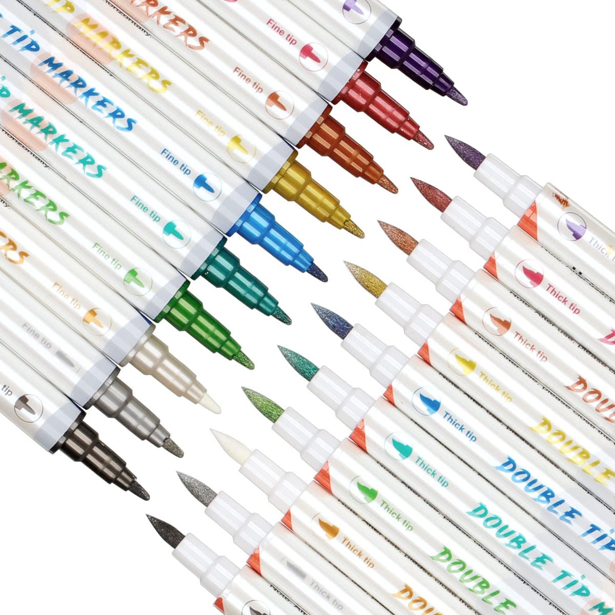 HAWINK dual-tip marker close-up showing broad and fine ends
