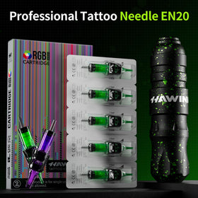 HAWINK kit contents laid out including gun batteries needles and inks
