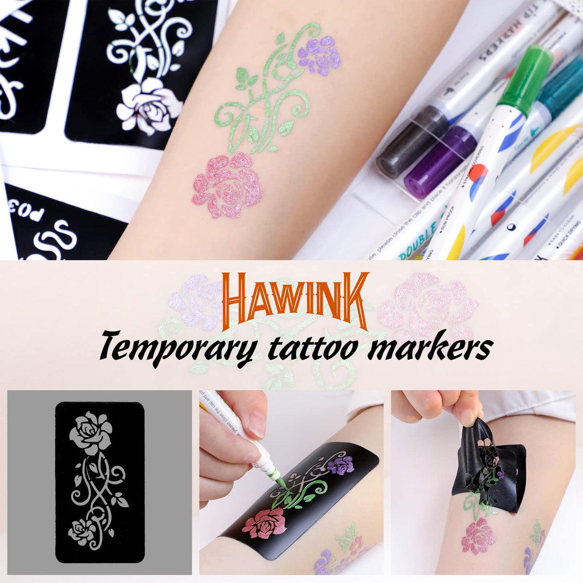 HAWINK marker color swatches displaying vibrant washable pigments
