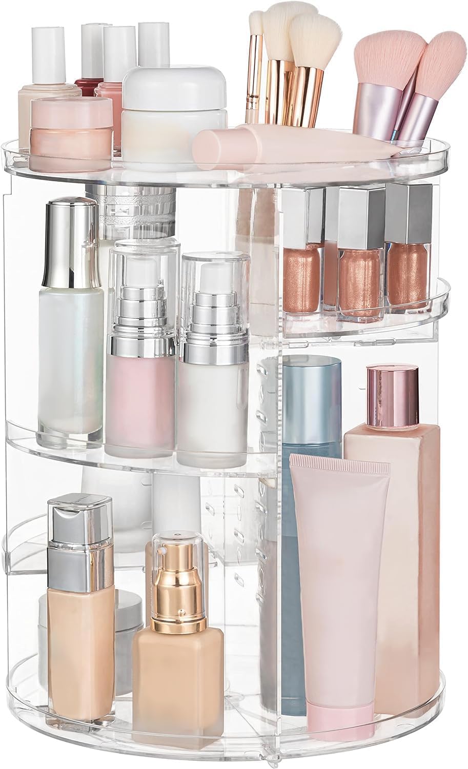 HBlife front view of clear carousel showing neat storage benefit