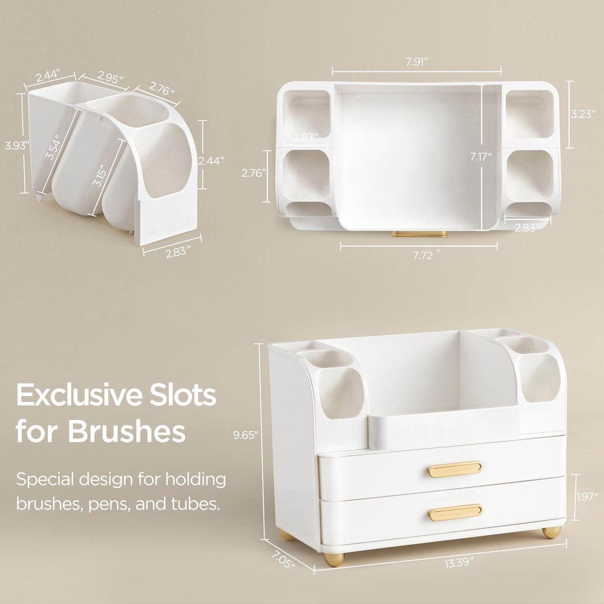 HBlife close-up of left-side brush slots highlighting organized brush storage benefit