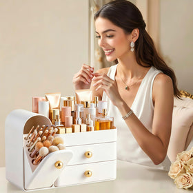 HBlife on bathroom vanity holding skincare and cosmetics for tidy counter