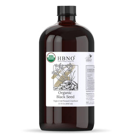 HBNO 32oz glass bottle front view showing label and volume benefit