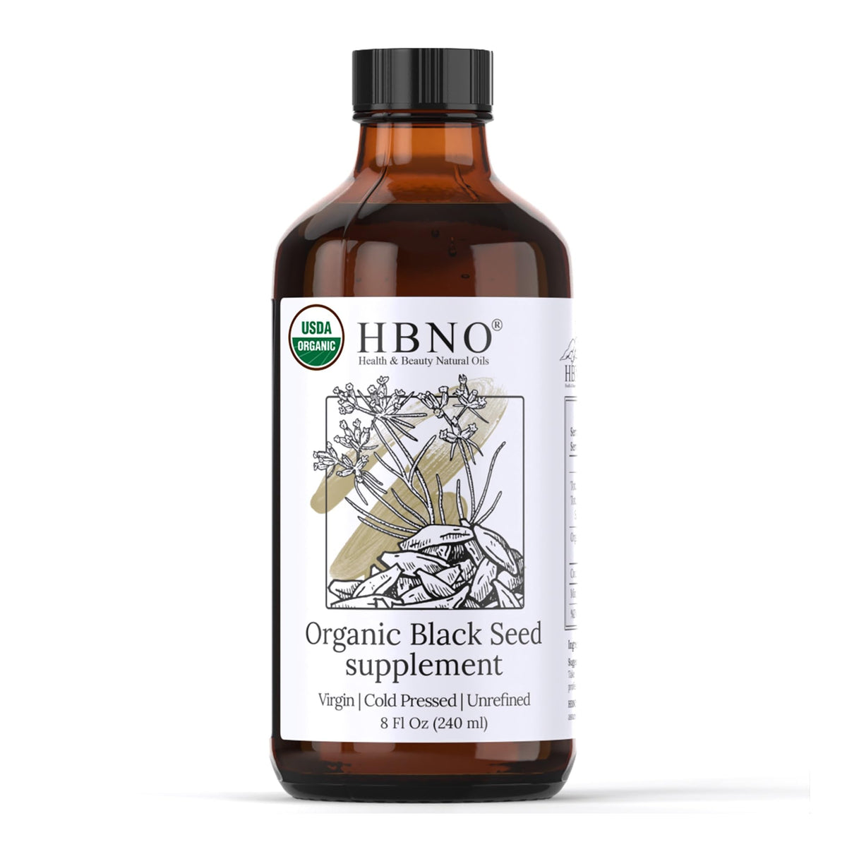 HBNO front packaging view showing label and USDA organic trust
