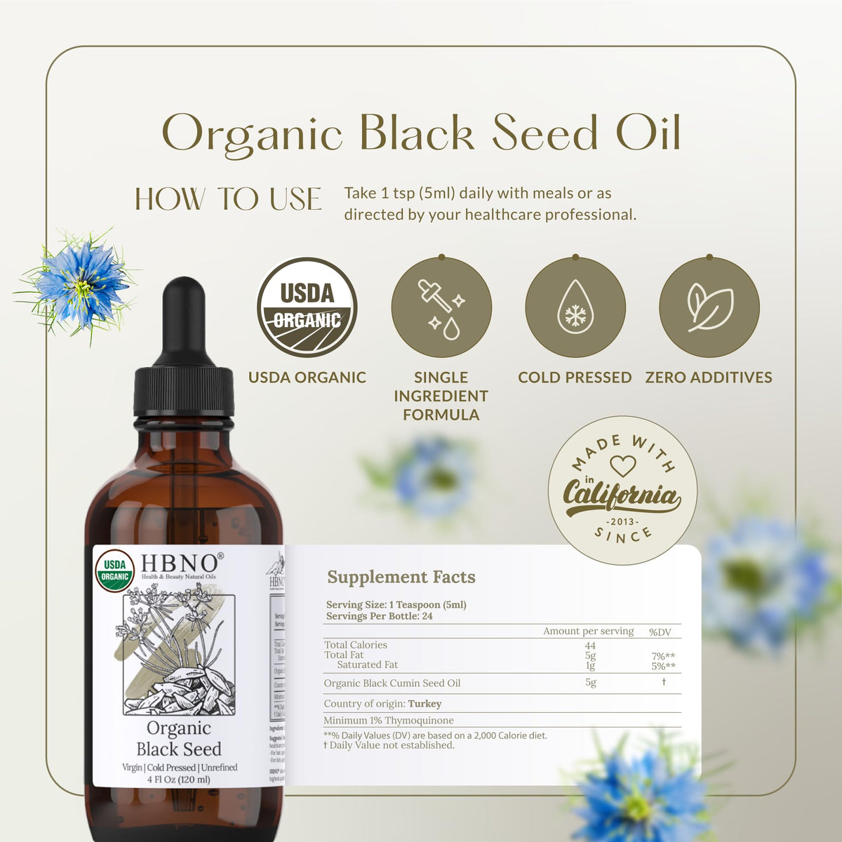 HBNO label close-up on dark glass highlighting USDA Organic certification benefit