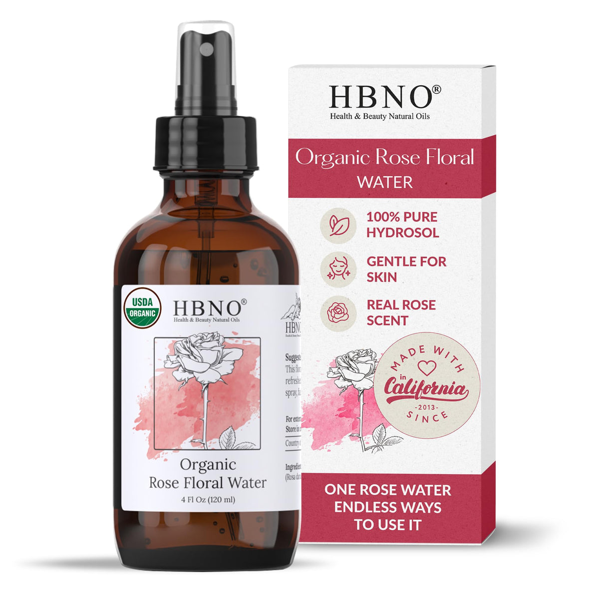 HBNO front bottle view showing organic label and clean packaging benefit