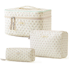 HBselect front view of quilted floral three-piece set showing organized storage benefit