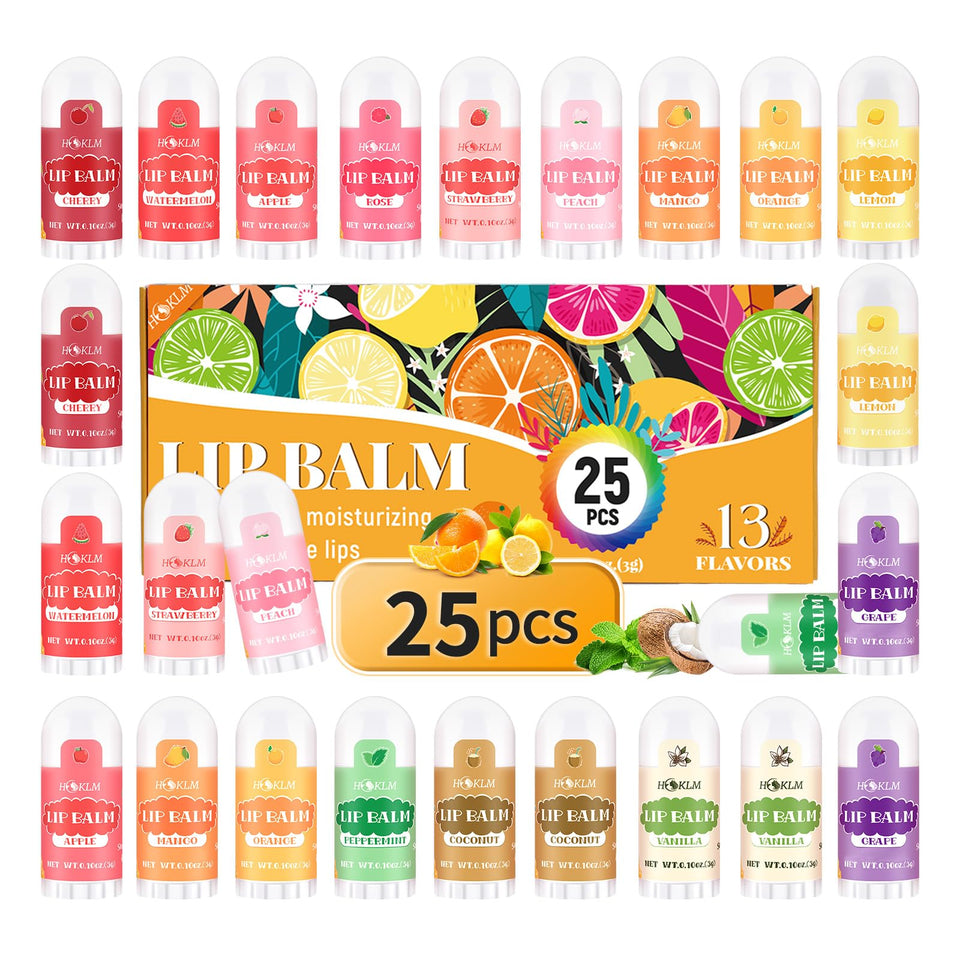 HCKLM front packaging showing 25 mini lip balms, easy grab-and-go hydration