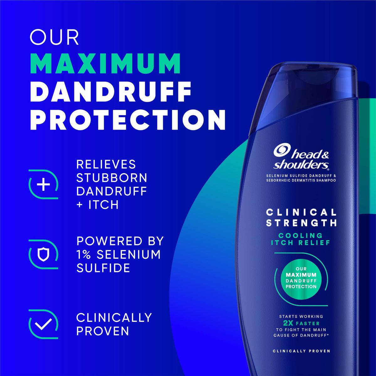 Head & Shoulders label close-up highlighting 1% selenium sulfide active ingredient benefit
