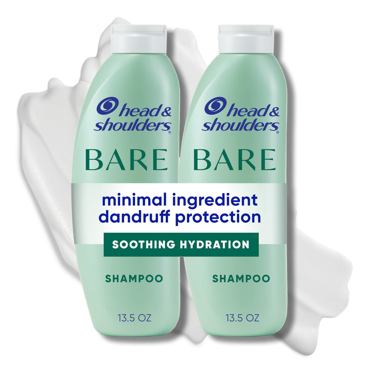 Head & Shoulders front packaging showing twin bottles and branding benefit of simple care