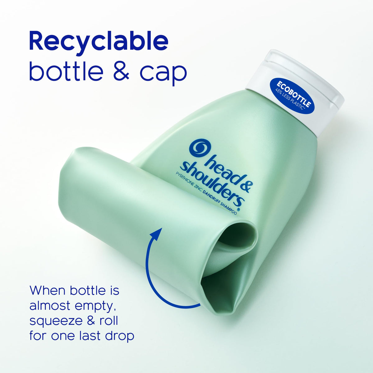 Hand rolling Head & Shoulders bottle to show rollable design and full product usage benefit