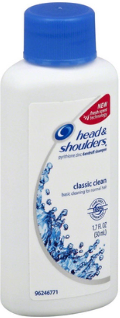 Head & Shoulders travel bottle front view showing compact anti-dandruff benefit