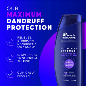Head & Shoulders clinical close-up of active 1% selenium sulfide ingredient claim