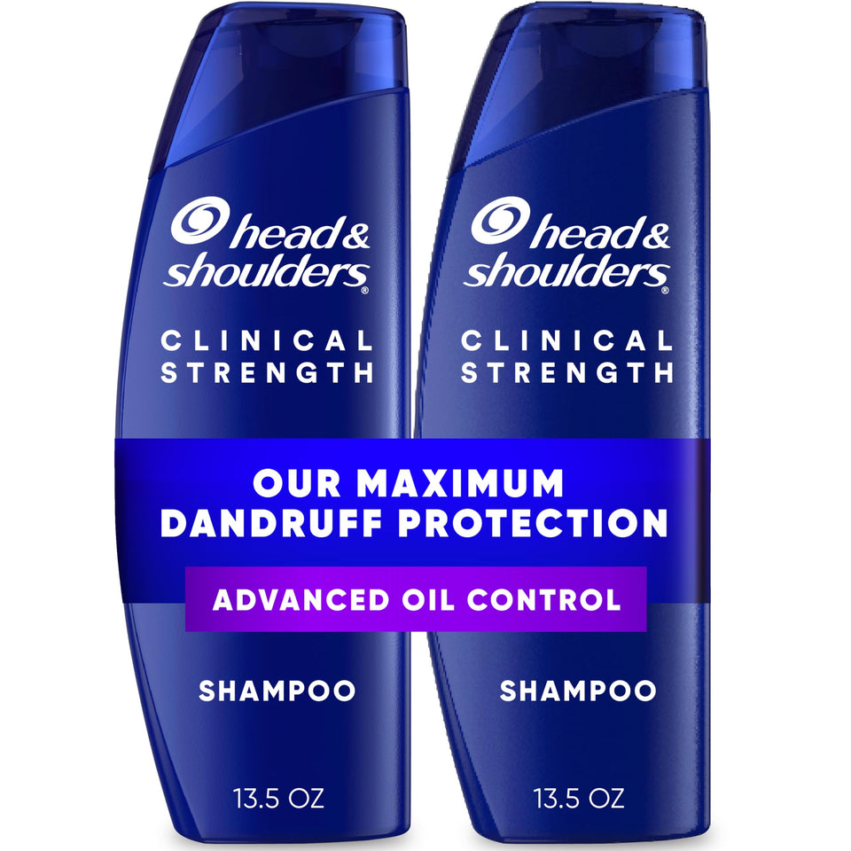 Head & Shoulders clinical front packaging showing twin bottles and benefits