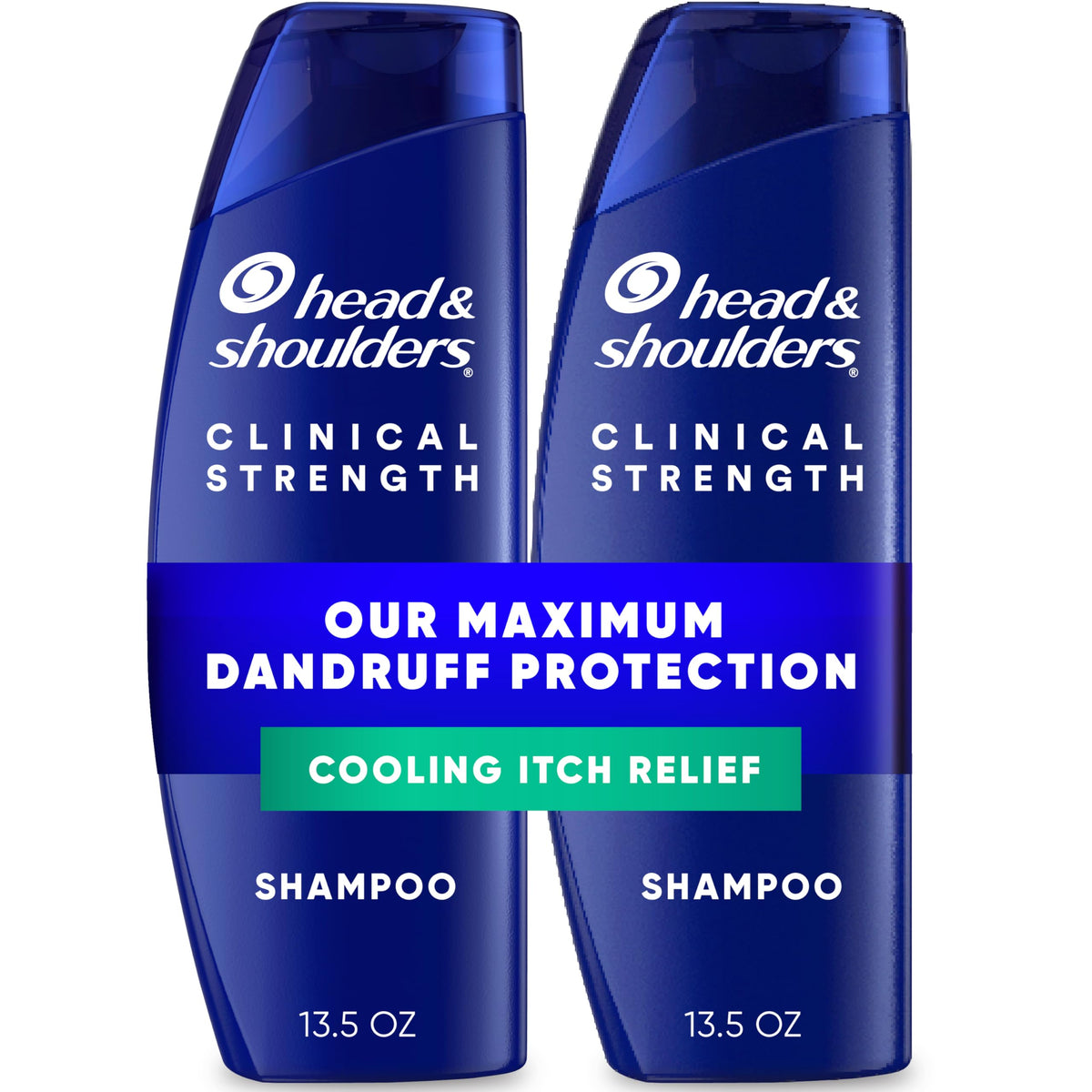 Head & Shoulders Clinical Strength front pack shows twin bottles and relief promise